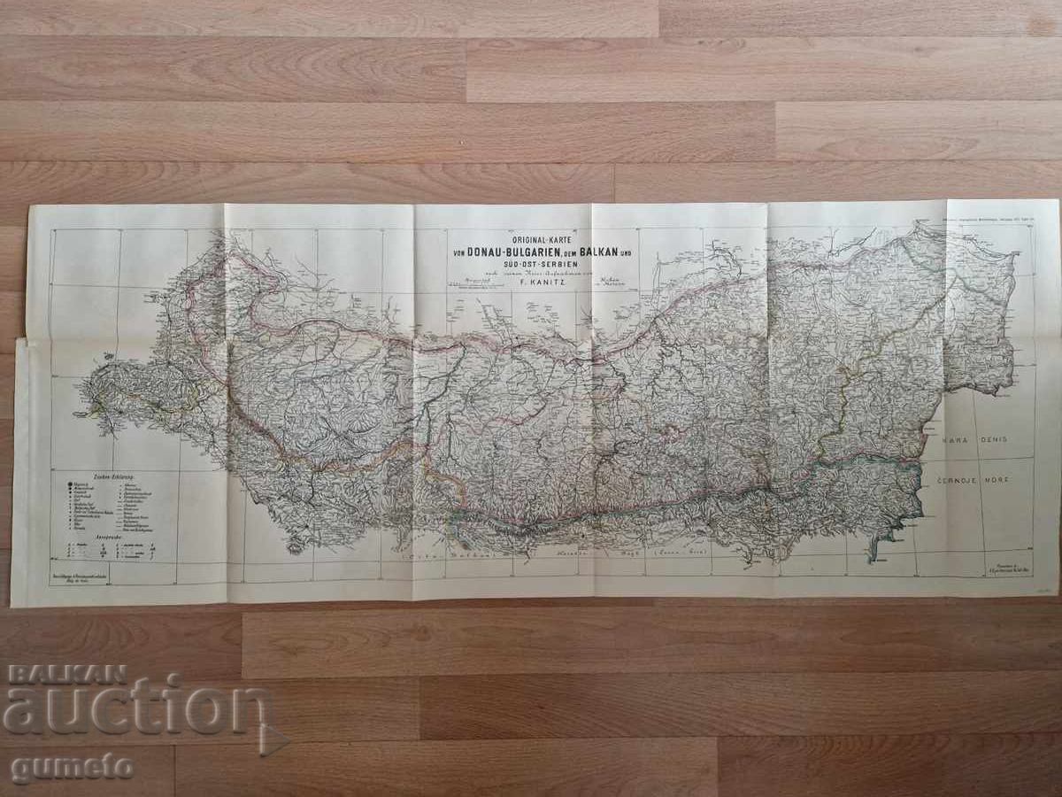 Hartă originală Canitz a Bulgariei Dunărene 1877