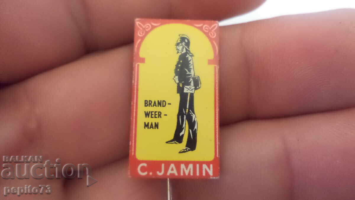 Insigna publicitară, C. Jamin, marcă de produse zaharoase Insigna publicitară, C. Jamin, marcă de produse zaharoase