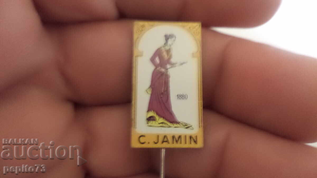 Insigna publicitară, C. Jamin, marcă de produse zaharoase cu preț € 1.50 | 2.93 BGN