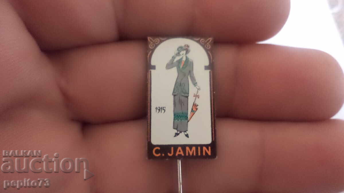 Insigna publicitară, C. Jamin, marcă de produse zaharoase Insigna publicitară, C. Jamin, marcă de produse zaharoase