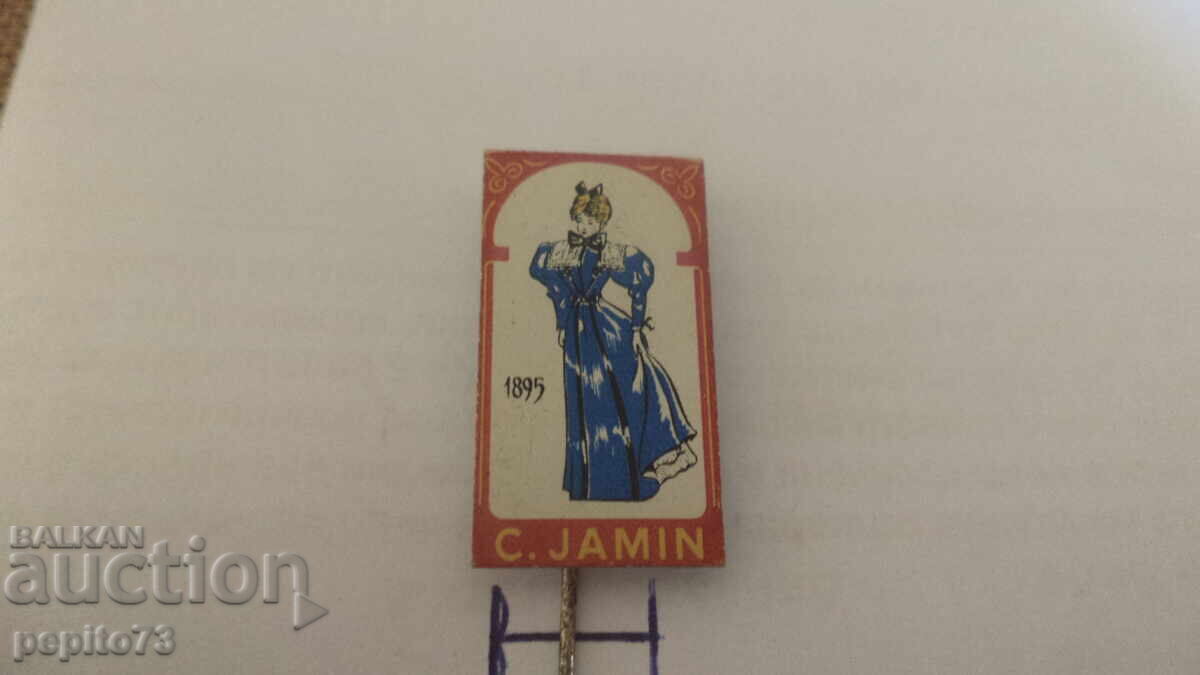 Advertising badge, C. Jamin, confectionery brand Advertising badge, C. Jamin, confectionery brand