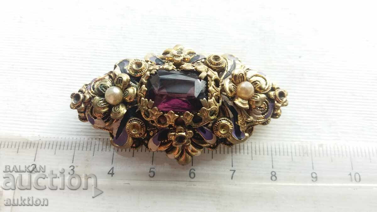 Livrarea BROȘĂ MASIVĂ DIN BRONZ CU EMAIL