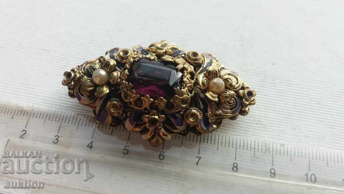 BROȘĂ MASIVĂ DIN BRONZ CU EMAIL - 5