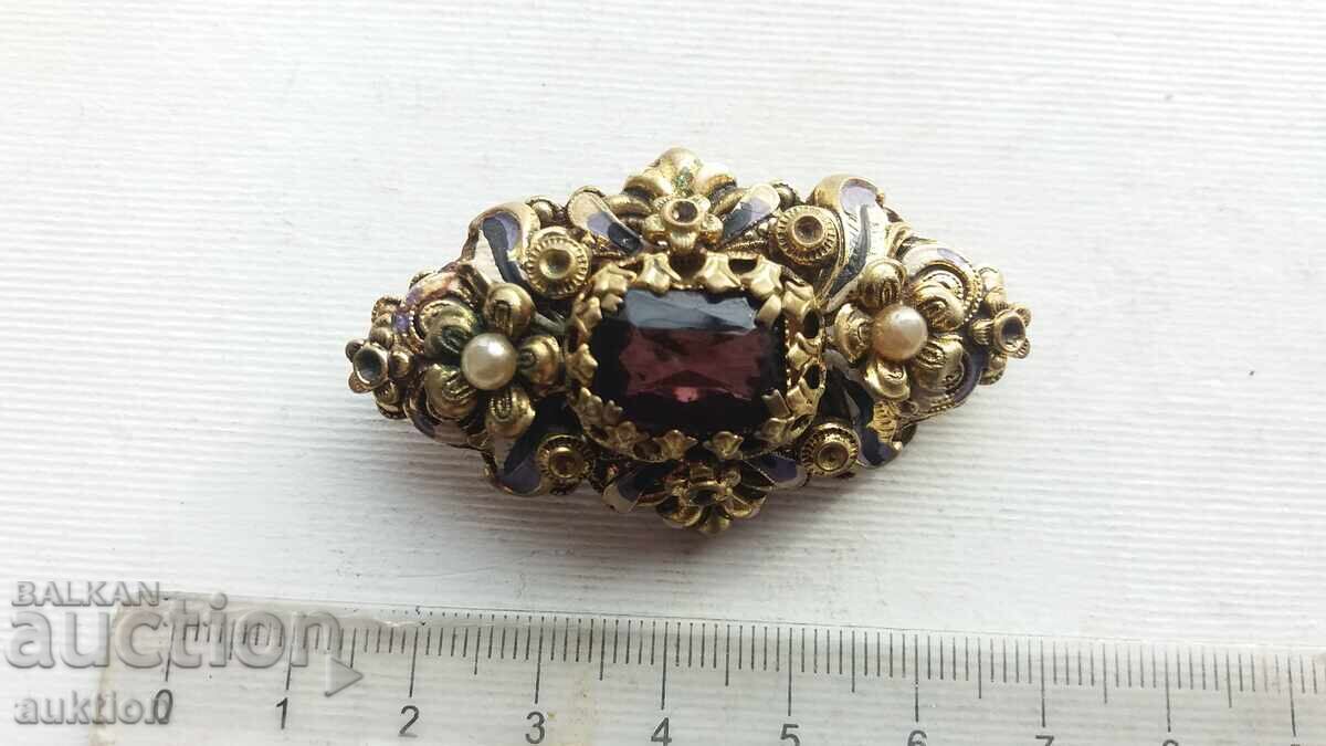 BROȘĂ MASIVĂ DIN BRONZ CU EMAIL