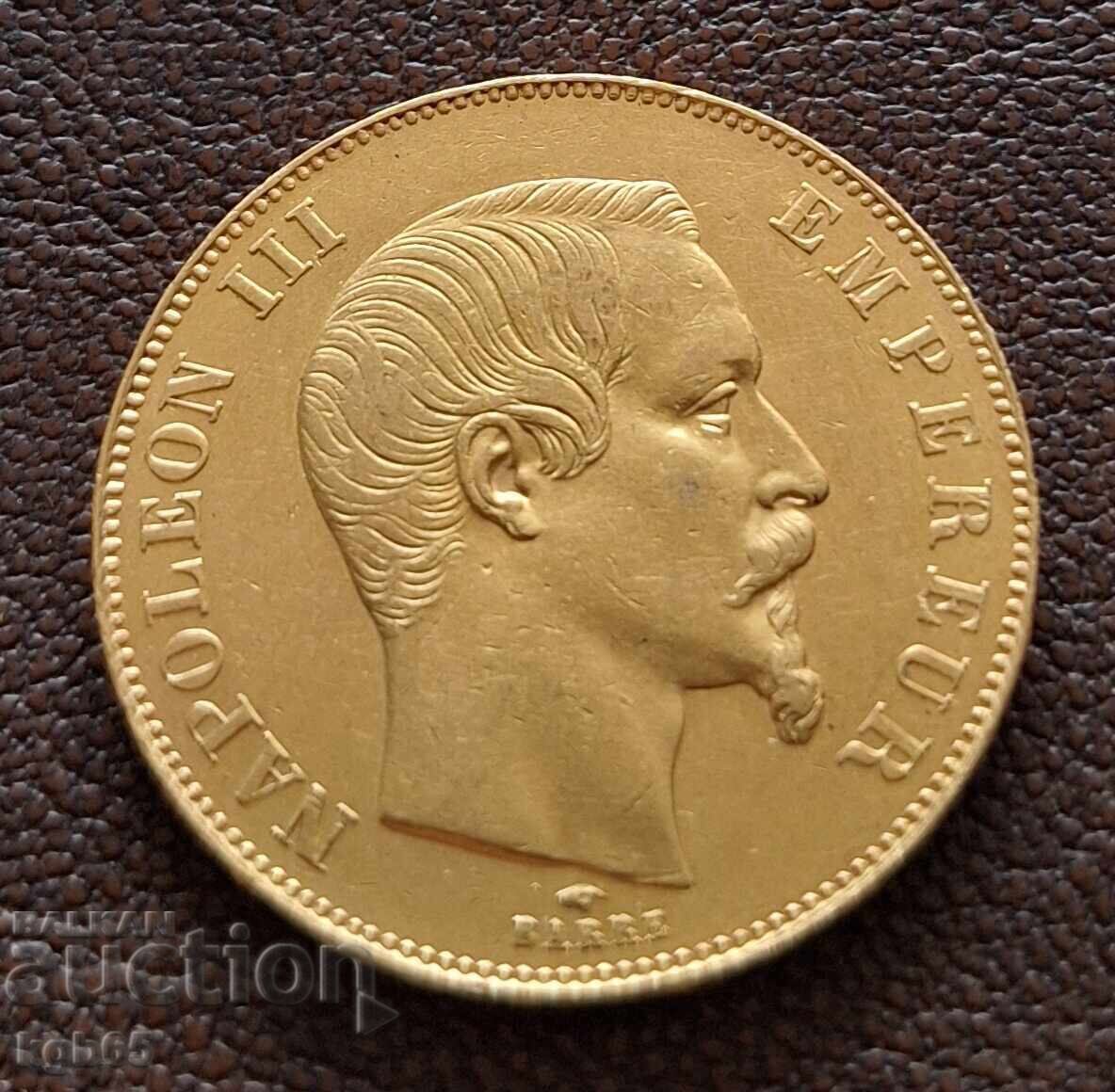 50 franci aur 1857 Napoleon al III-lea
