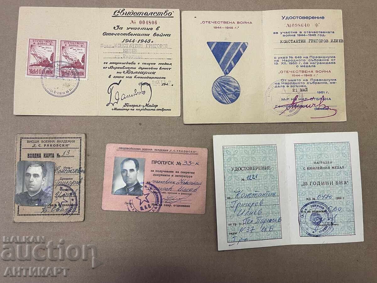 Rare documents and awards of the Patriotic War 1945 of Colonel Iliev
