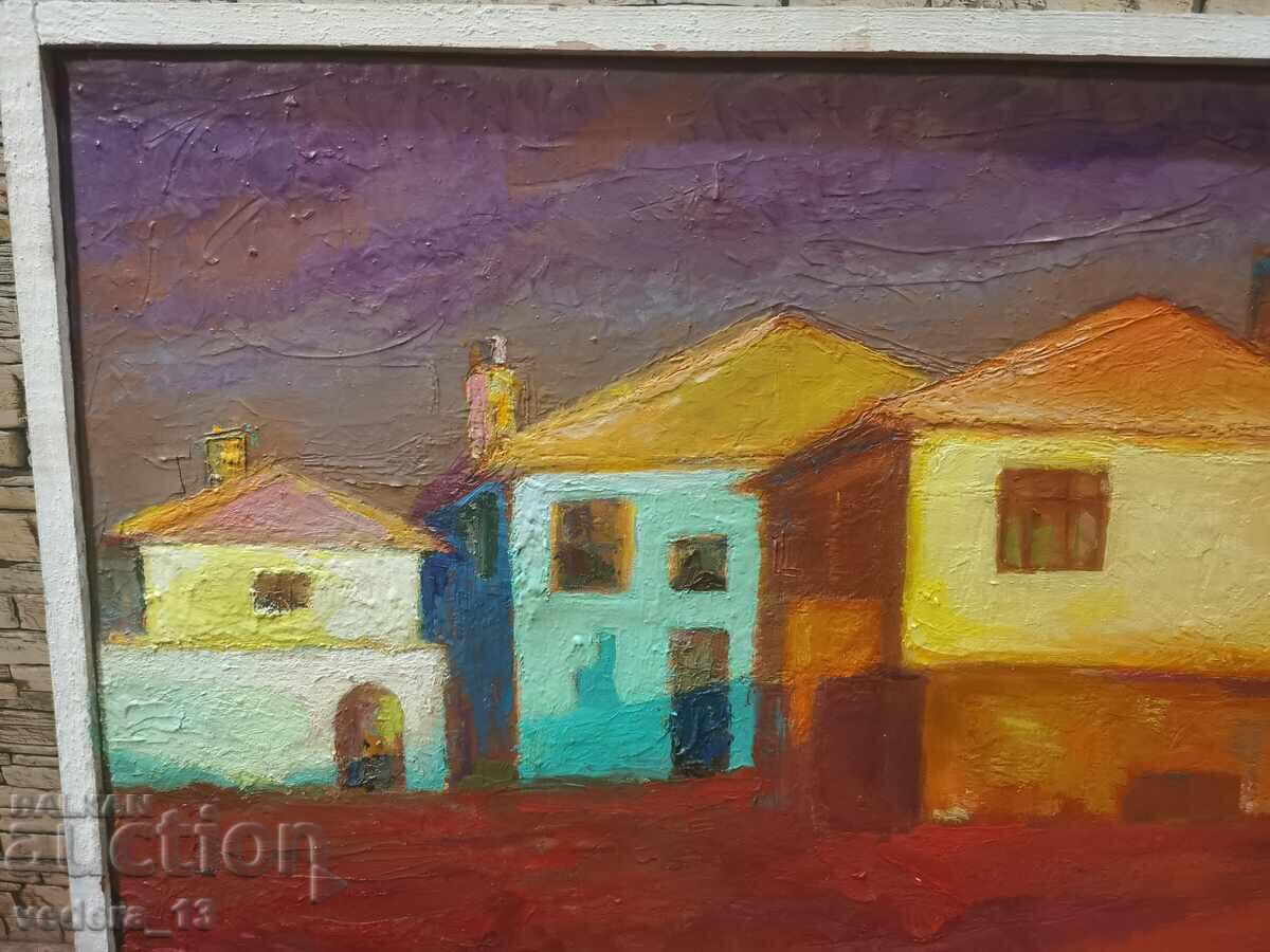 АВТОРСКА  МАСЛЕНА КАРТИНА - СОЗОПОЛСКИ КЪЩИ с цена € 1000.00 | 1955.83 лв.