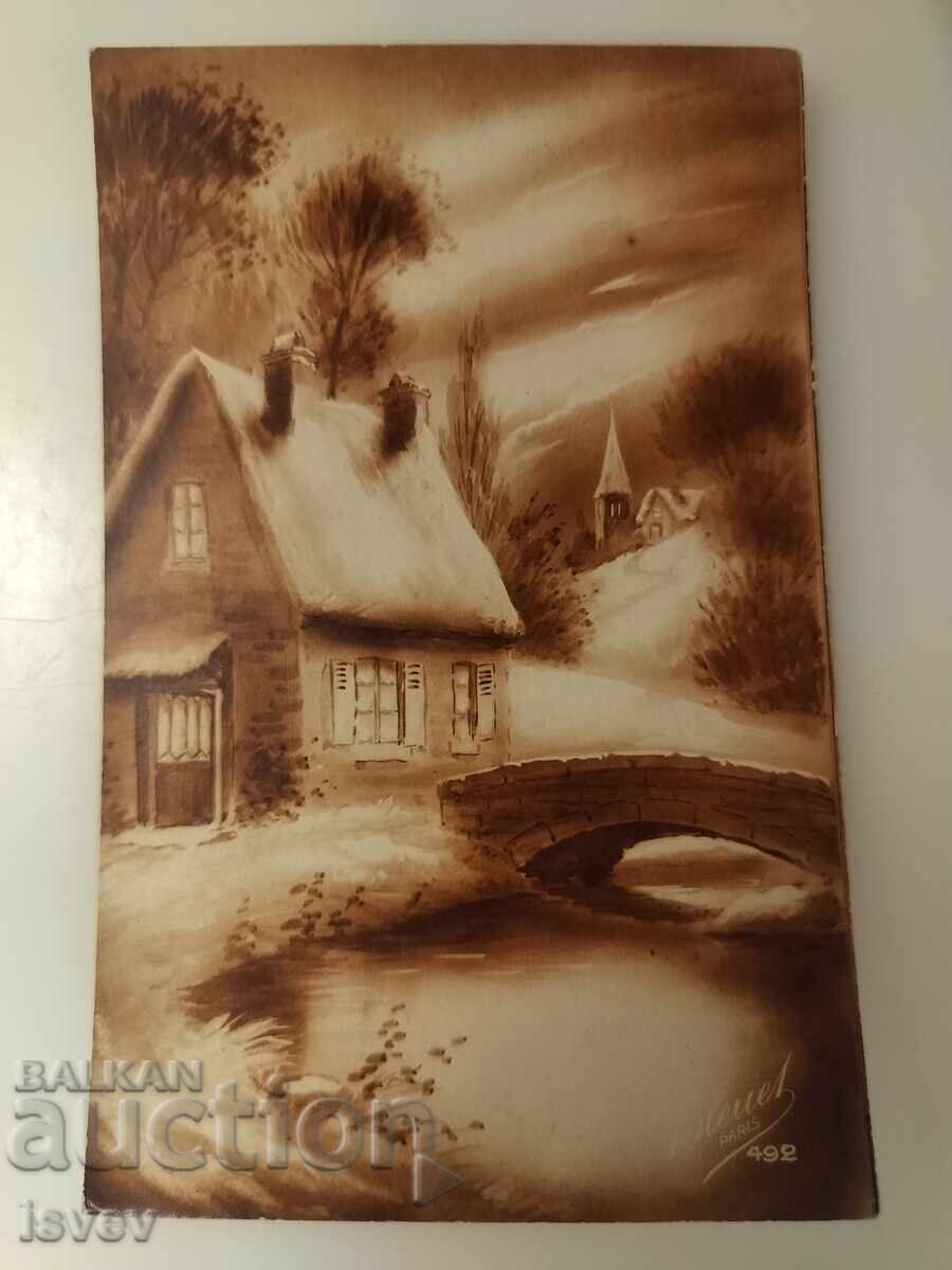 Παλιά γαλλική χριστουγεννιάτικη καρτ ποστάλ