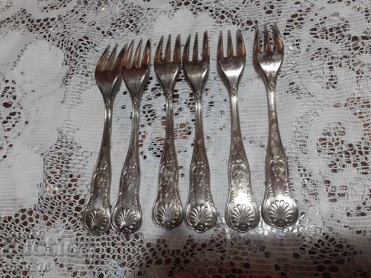 Παλιά, ασημένια αντίκες μαχαιροπήρουνα, 6 τμχ, με σήμανση - 5