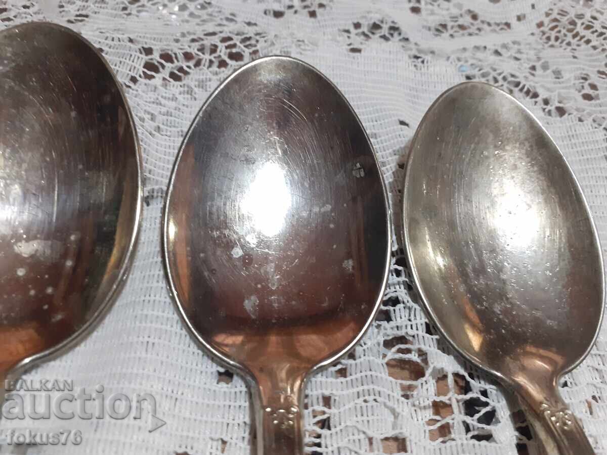 Παράδοση Παλιά, ασημένια μαχαιροπήρουνα αντίκες, κουτάλια, 5 τμχ. με σήμανση