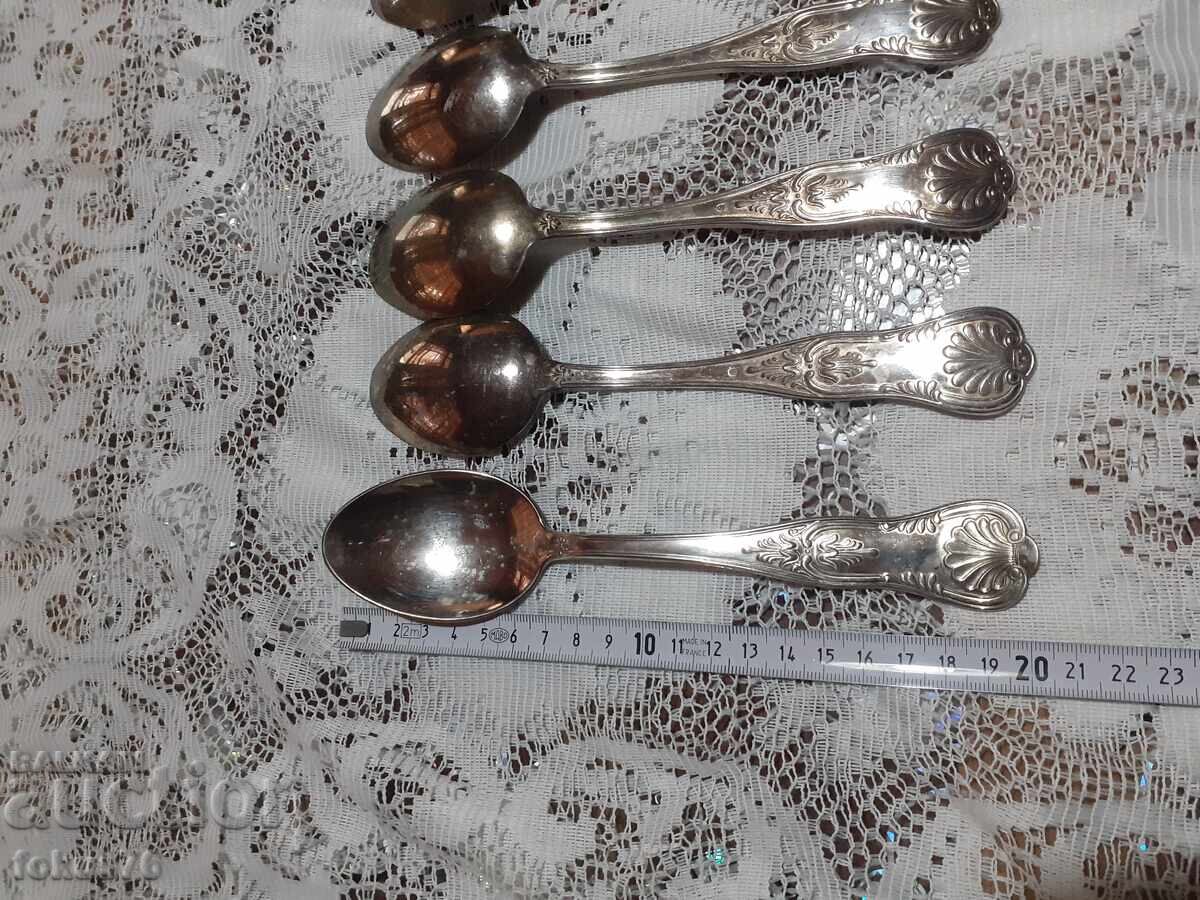 Παλιά, ασημένια μαχαιροπήρουνα αντίκες, κουτάλια, 5 τμχ. με σήμανση - 7