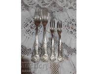 Tacâmuri vechi argintate, antic, furculițe, 4 buc. diferite