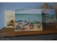 Ελαιογραφία - Θαλασσογραφία - Ψαράδες, χωριό Κράπετς - Α. Ιορδάνωφ