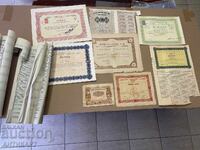 8 броя стари български акции инякакви купони за облигации