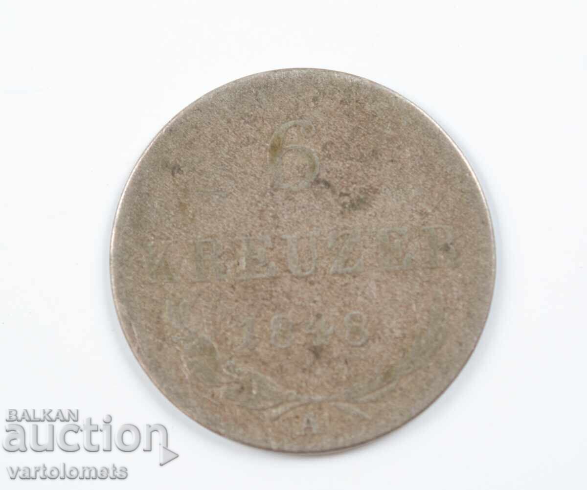 6 Kreuzer Silver 1848 - Austria › Austrian Empire