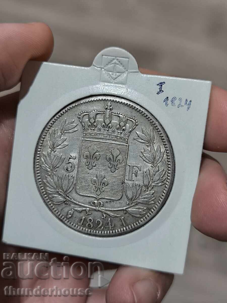 5 φράγκα 1824 γρ. γράμμα I 5 φράγκα 1824 γρ. γράμμα I