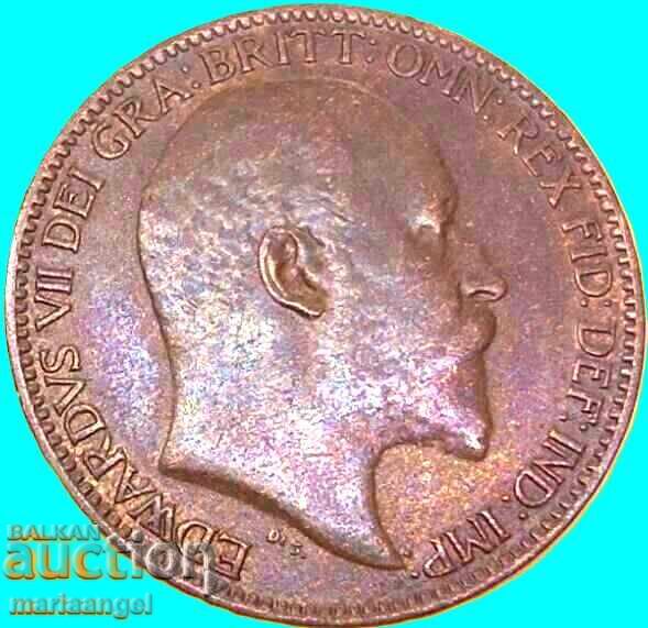 Great Britain 1 Farthing 1906 Edward - Rare - 5