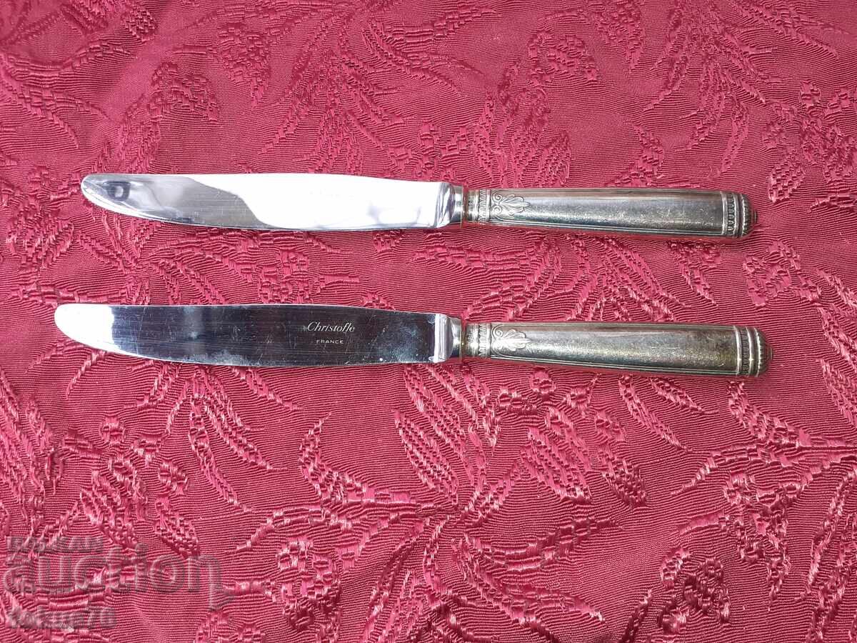 Παλιά, ασημένια, πολυτελή μαχαίρια αντίκες Christofle 2 τμχ - 6