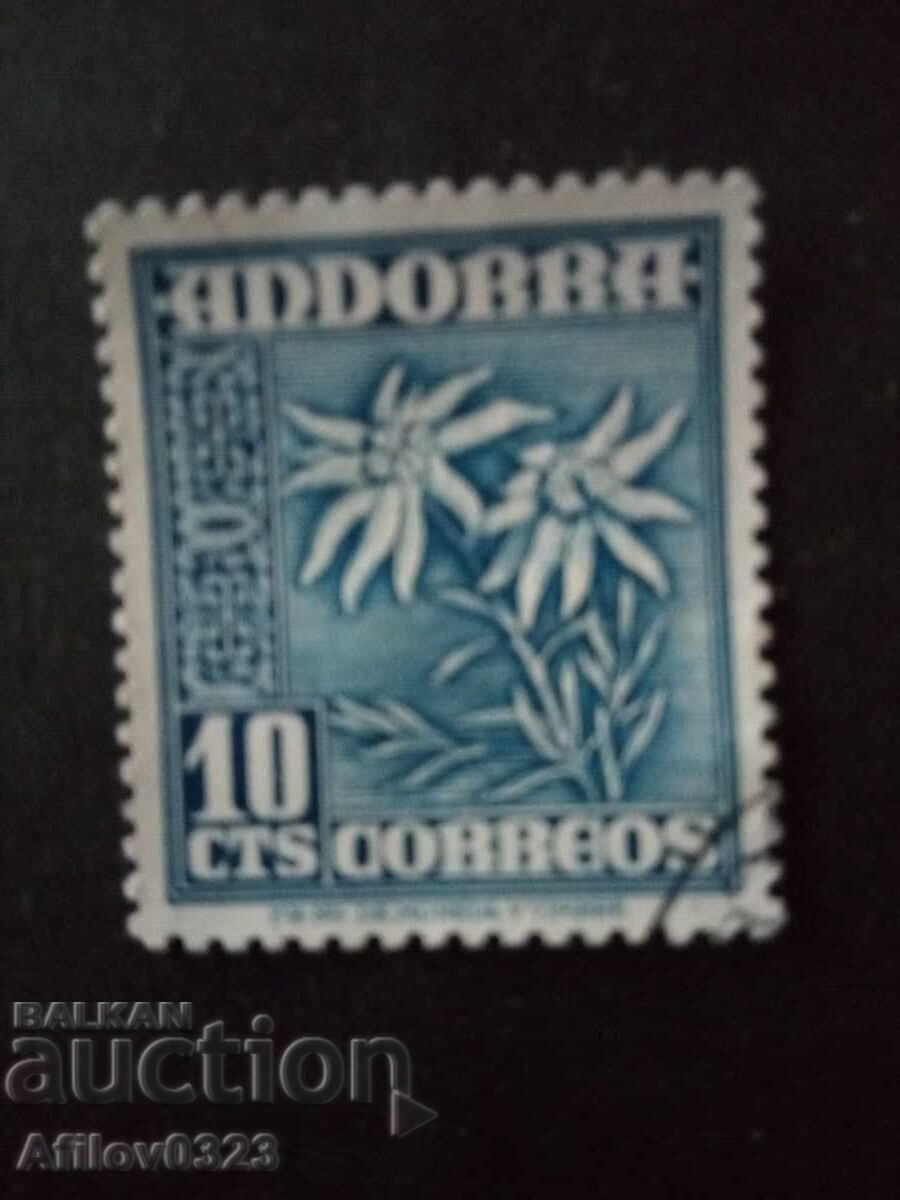 Marcă poștală uzată - Andorra - poșta spaniolă