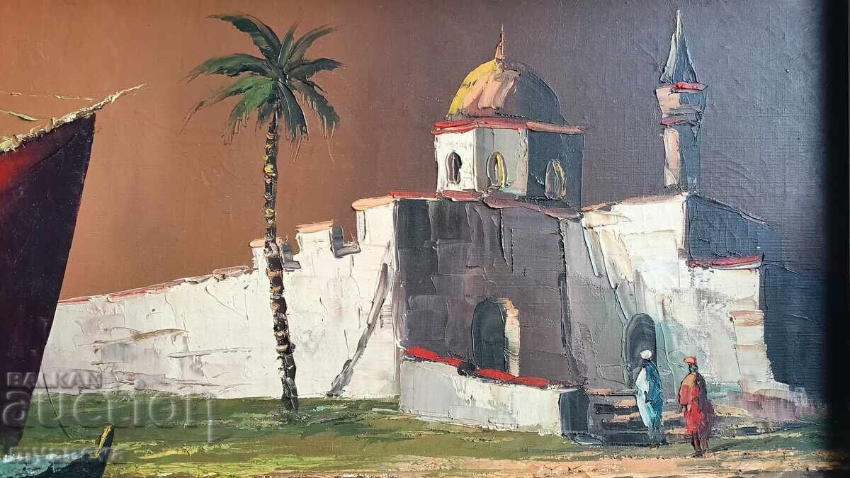 Παράδοση Παλιός πίνακας, "Ανατολίτικο τοπίο" με ελαιογραφία