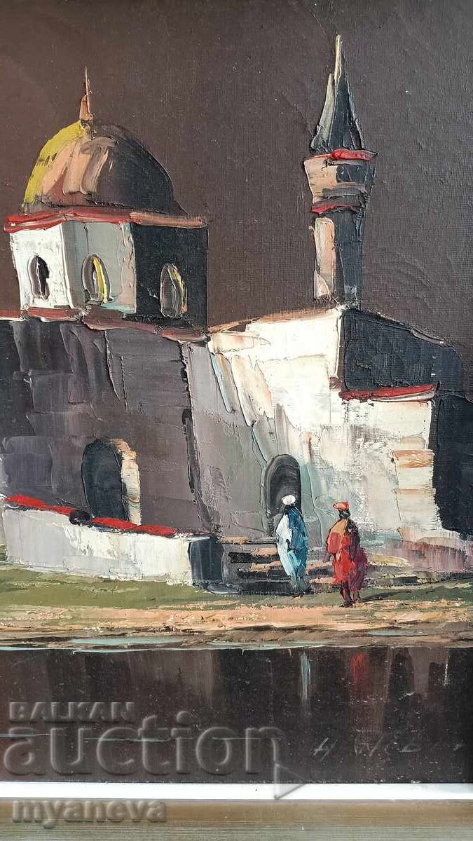 Стара картина , „Ориенталски пейзаж“ с маслени бои - 7