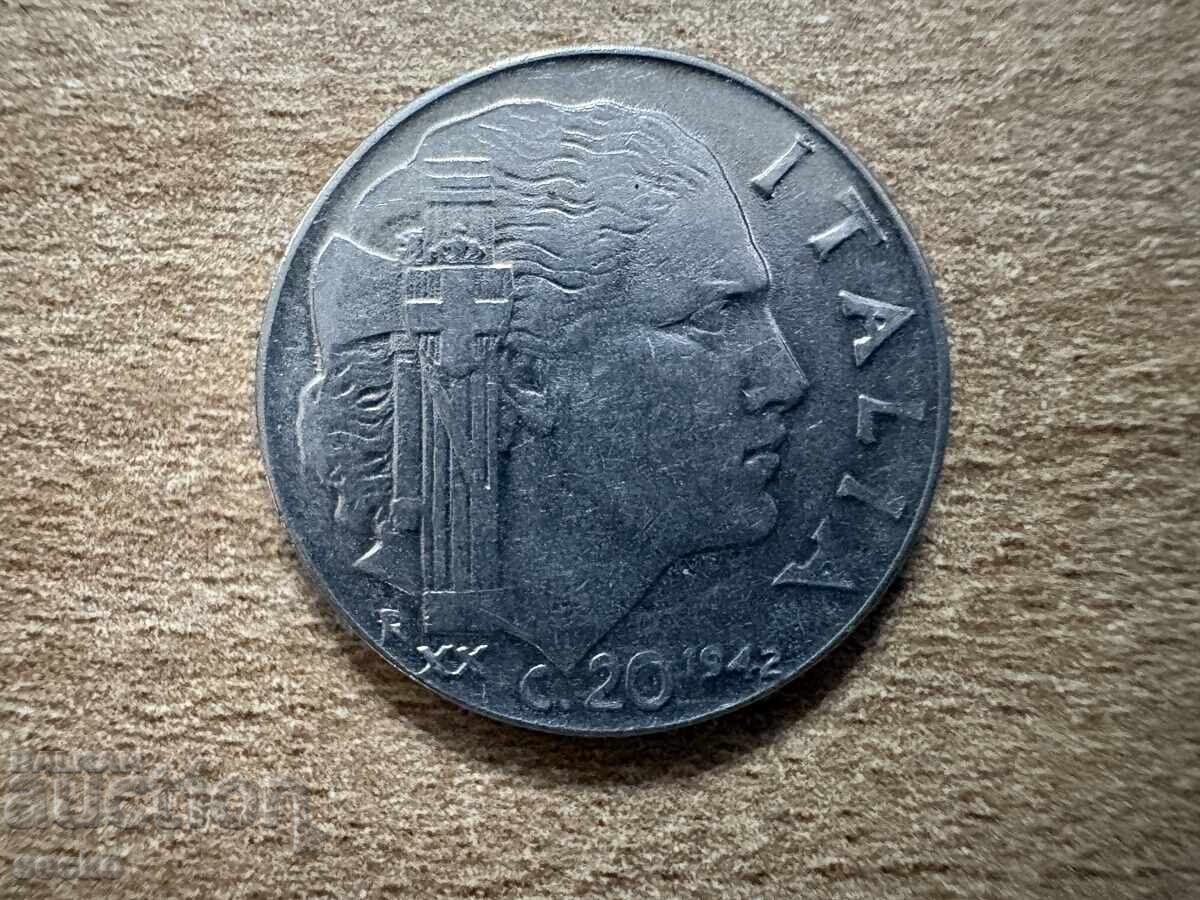 Italy - 20 Centesimi (1942) - Reeded Edge