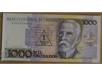1 КРУЗАДО 1989, Надпечатка върху 1000 КРУЗАДО- БРАЗИЛИЯ-UNC