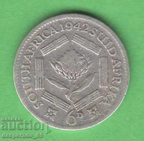 (¯`'•.¸ 6 pence 1942 AFRICA DE SUD ¸.•'´¯)