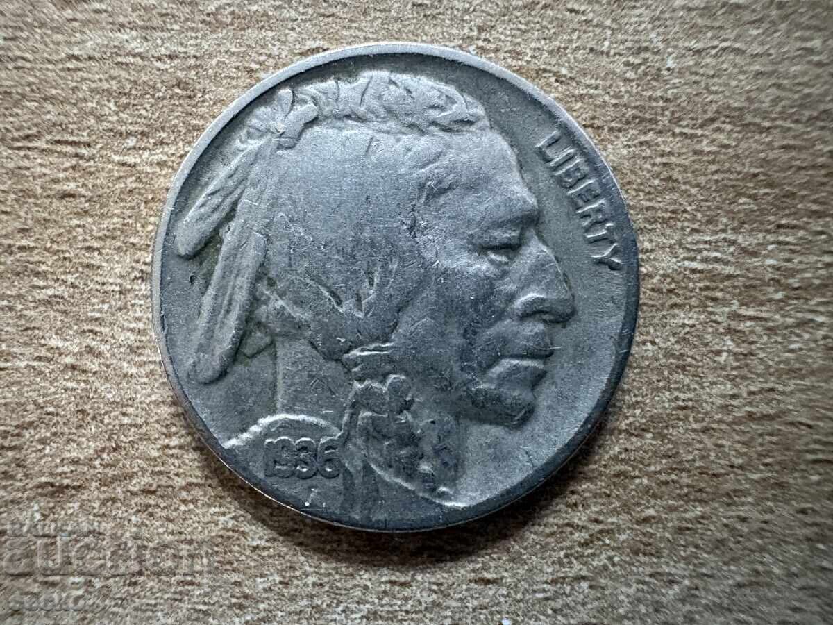 САЩ - 5 цента (1936) с цена € 1.10 | 2.15 лв.