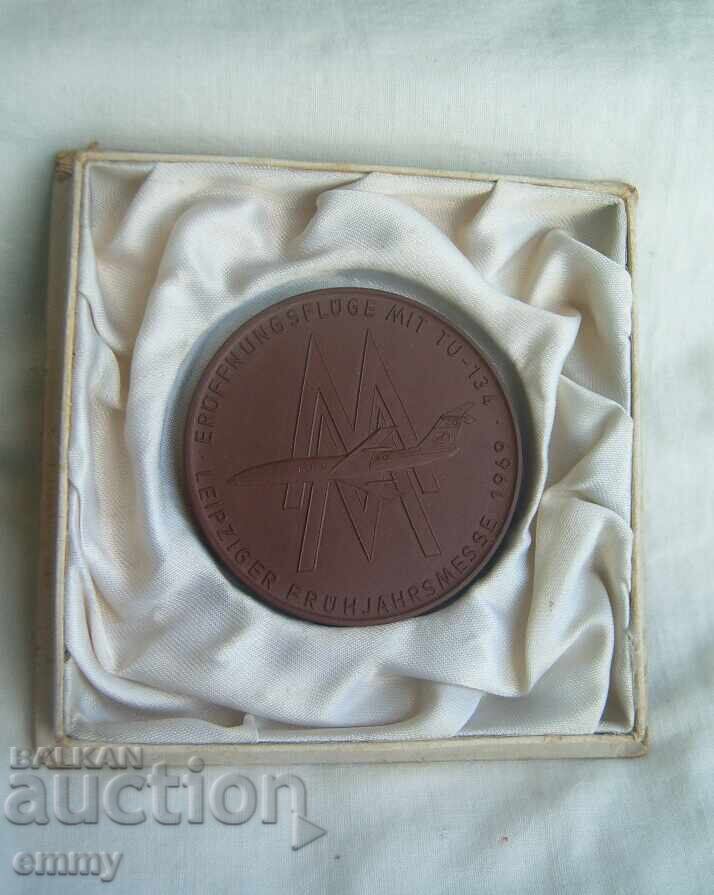 Delivery of Plaque - First Flights with TU 134, Leipzig Fair 1969, GDR