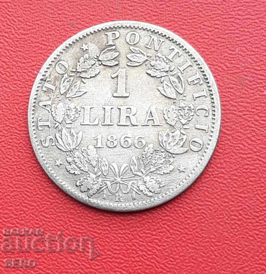 Ватикана-1 лира 1866-сребърна