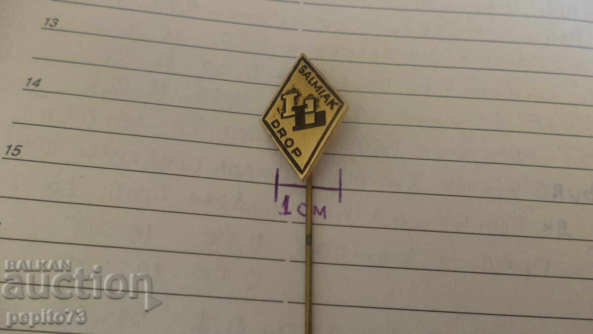 Auction  Advertising badge, Salmiak Drop, brand of candy