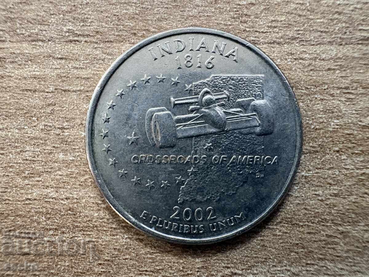 ΗΠΑ - 1/4 δολάριο (2002) - D - Ιντιάνα