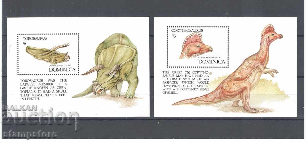 Dominica - 2 blocuri Dinozauri