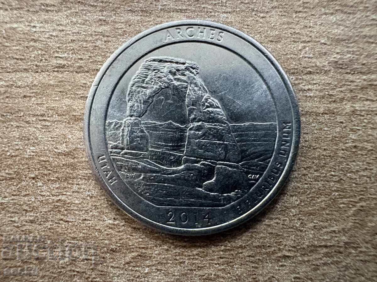 SUA - 1/4 dolar (2014) - D - Parcul Național Arches, Utah