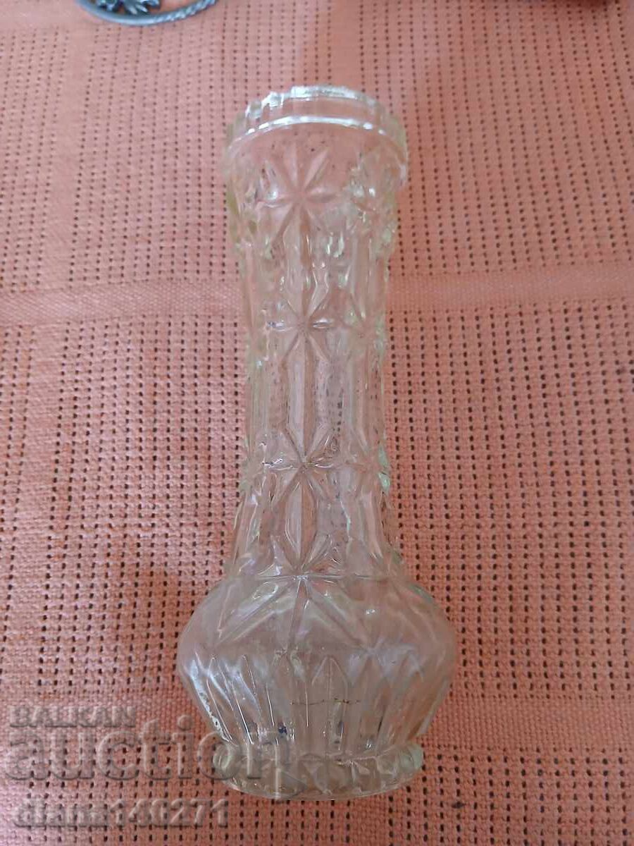 Vază de sticlă înaltă 20 cm cu relief