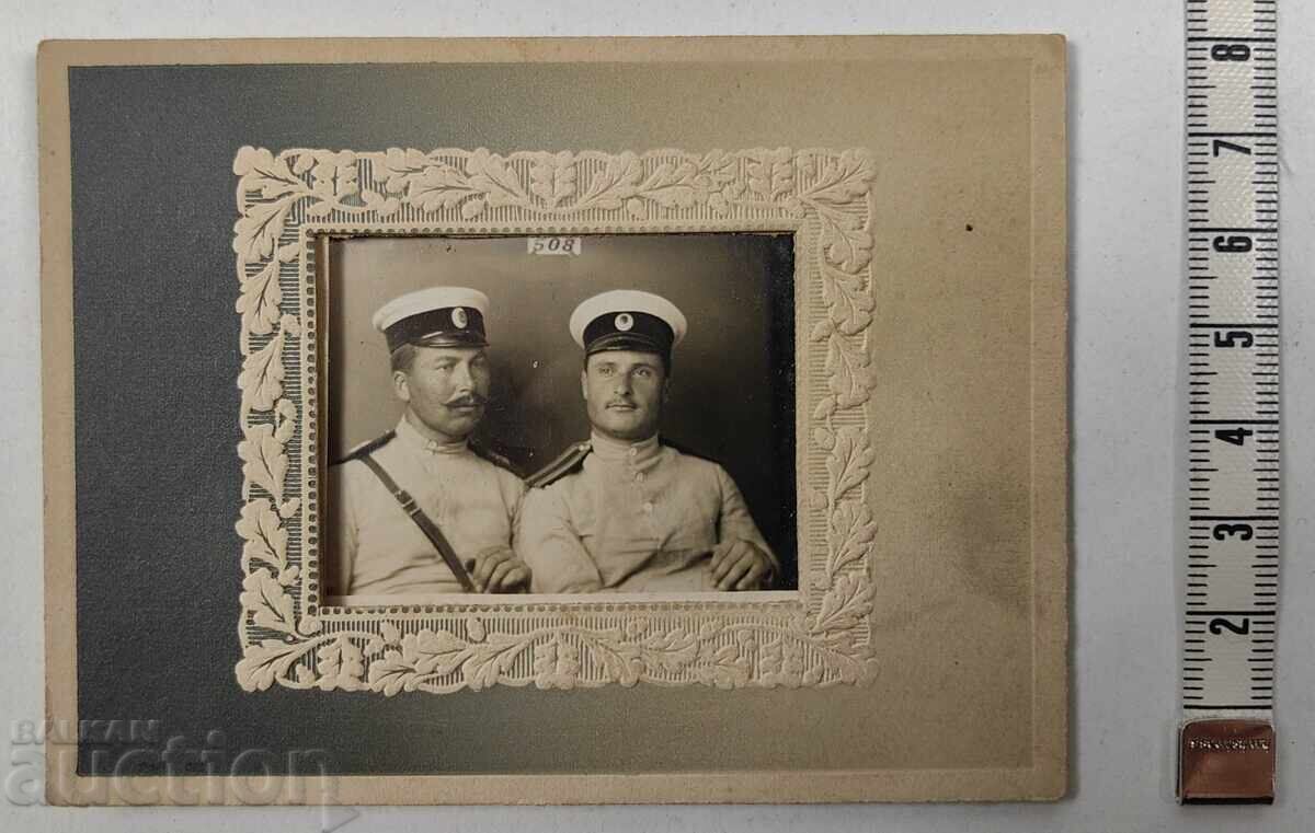 SOLDATI UNIFORMĂ POZĂ VECHE MILITARĂ FOTOGRAFIE CARTON