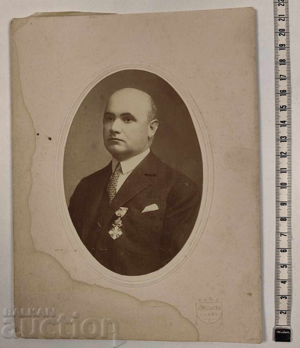 1927 TROIAN ? ORDIN REGAL POZĂ VECHE FOTOGRAFIE CARTON