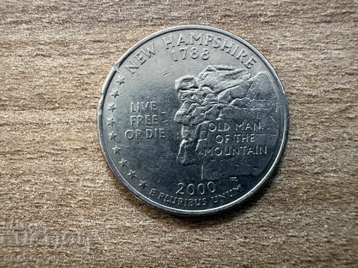 САЩ - 1/4 долар (2000) - D - Ню Хемпшир