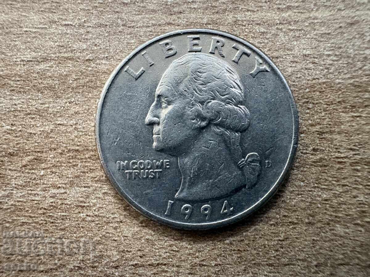 SUA - 1/4 dolar (1994) - D cu preț € 0.35 | 0.68 BGN