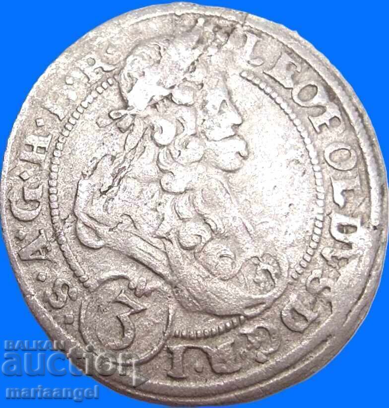Silesia 3 Kreuzer 1696 Leopold Austria argint - 5