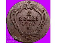 2 Σόλδι 1799 Ιταλία υπό Αυστρία Γκορίτσια Μαρία Θηρεσία
