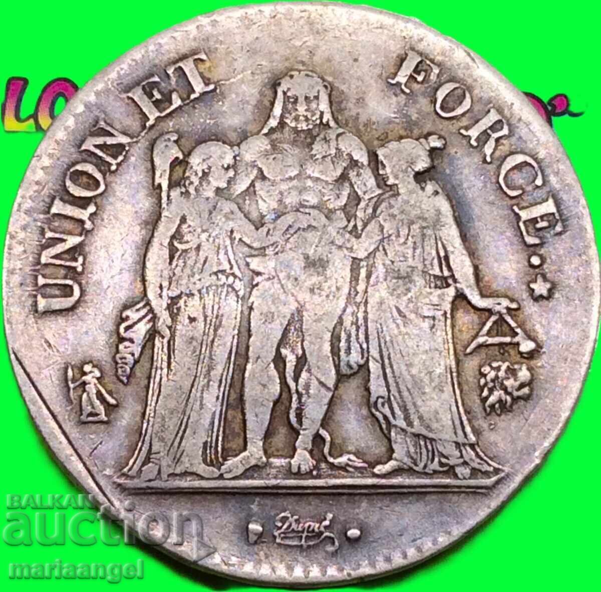 Napoleon 5 Franci LaN9 (1800) Franța Primul Consul RARE - 7