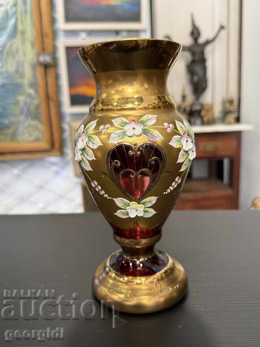 Vază boemă cu aurire - „merișor”. №7932 - 6