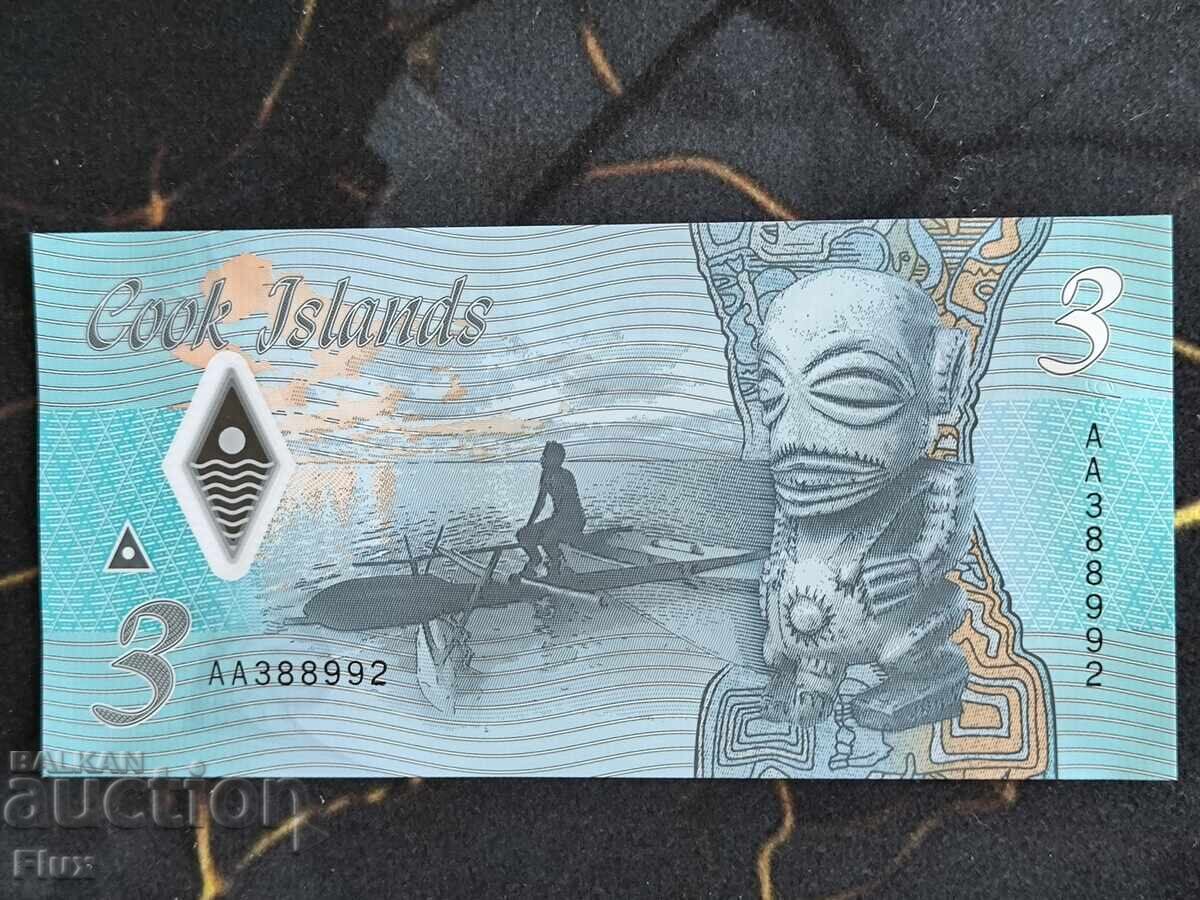 Bancnotă - Insulele Cook - 3 dolari UNC | 2021 cu preț € 6.50 | 12.71 BGN