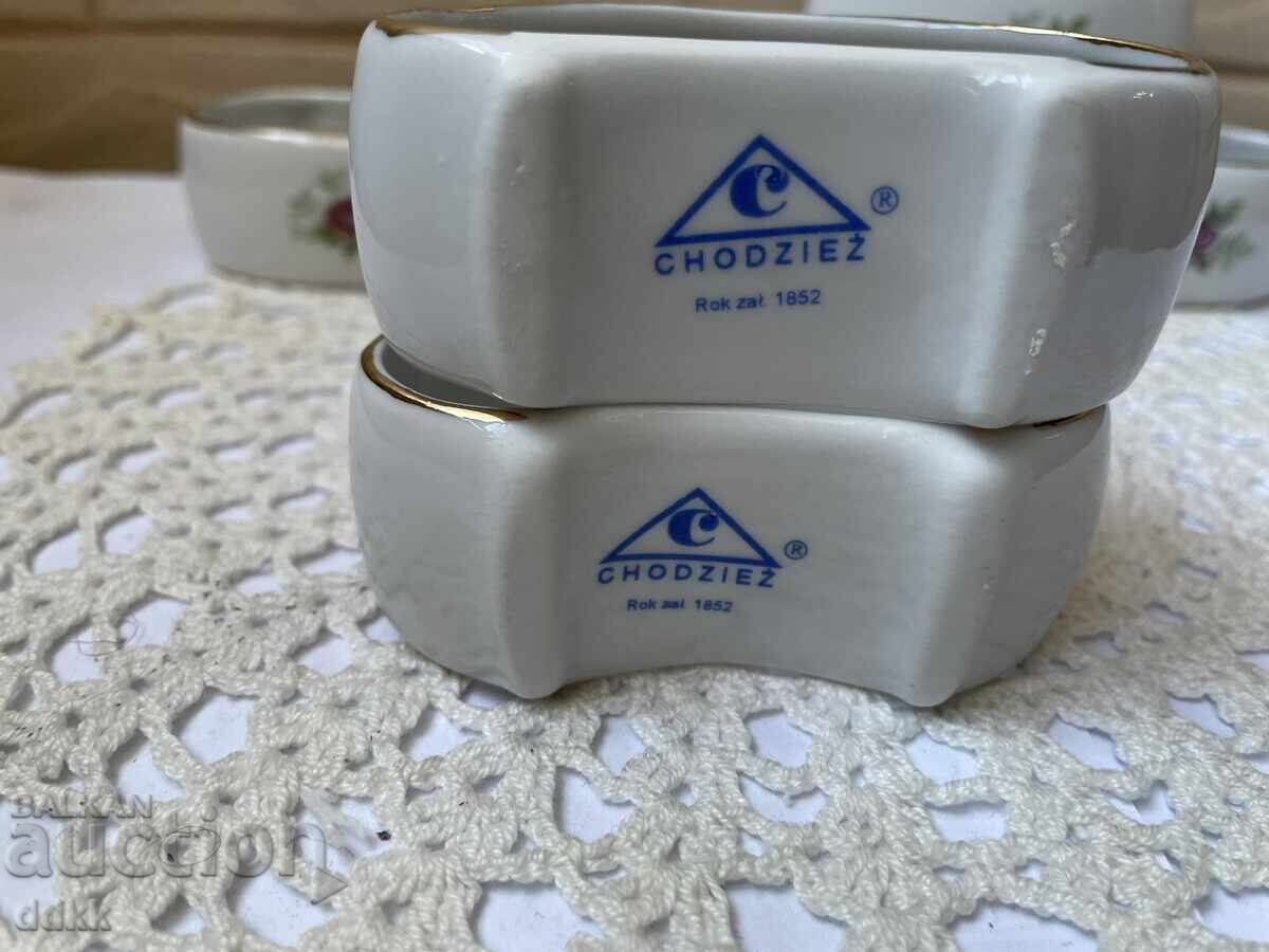 Inele mari, frumoase, din porțelan din Polonia cu trandafiri - 6