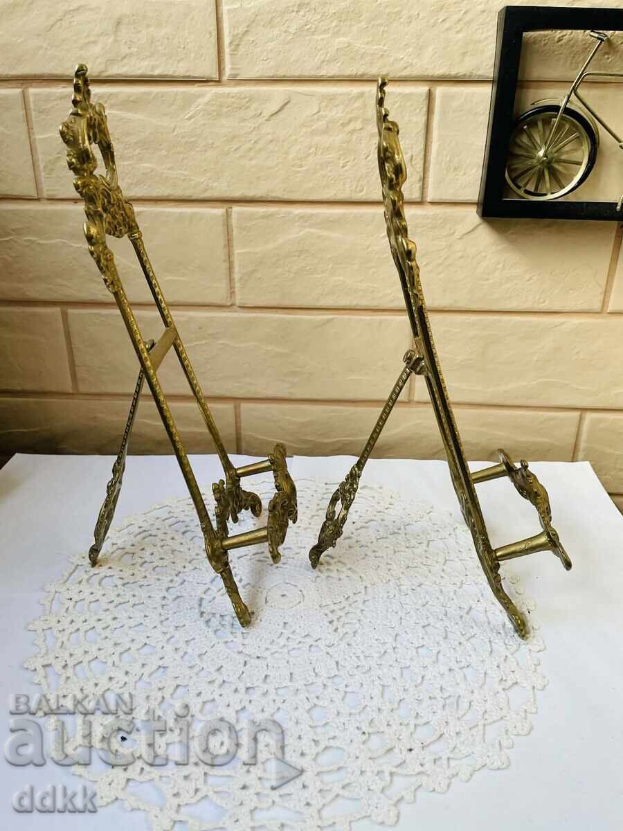 Красива месингова поставка от Англия за чиния, рамка - 6