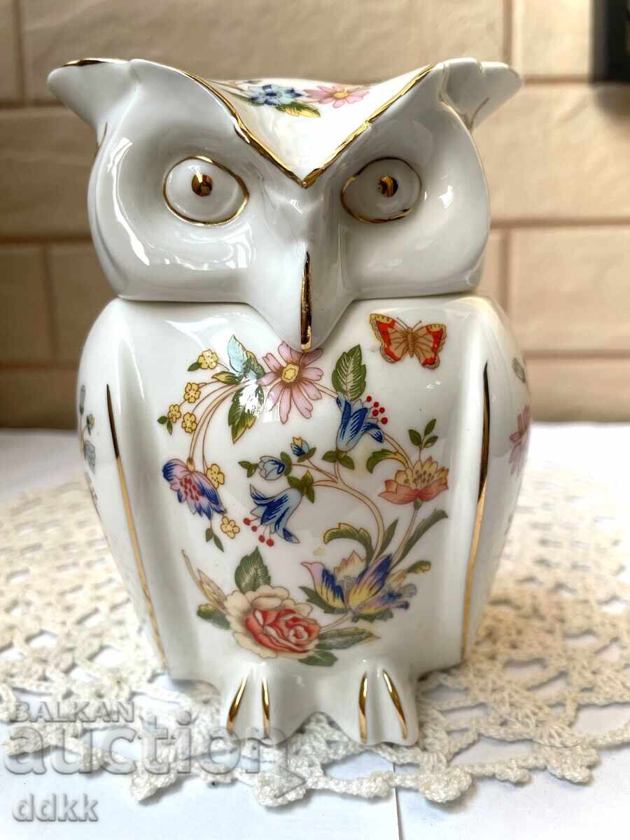 AYNSLEY όμορφο κουτί - κουκουβάγια από λεπτή πορσελάνη κόκκαλου