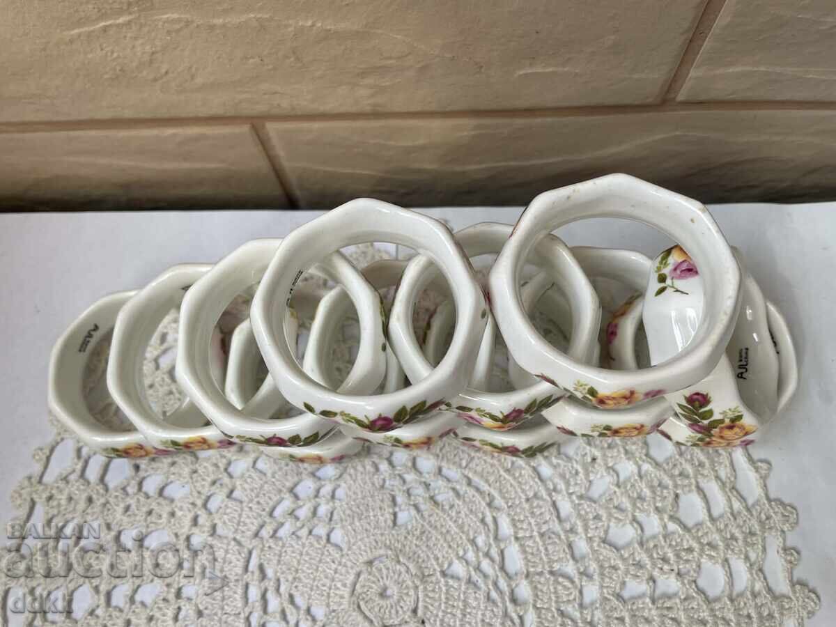 12 inele frumoase din Anglia, din porțelan de os, cu trandafiri - 6