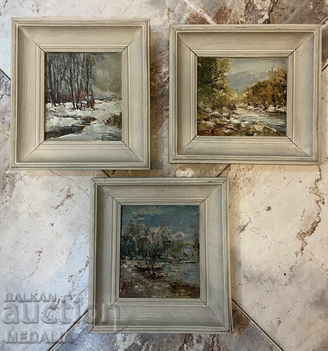 Evgeni Tomov - παρτίδα από τρία τοπία - ελαιογραφίες - υπογεγραμμένα